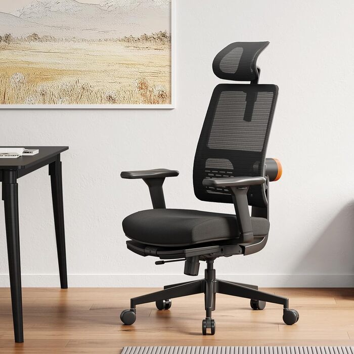 Офісне крісло Newtral MAGICH-BP з підніжкою: ергономічне, з підголівником та підлокітниками