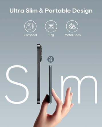 Power Bank Magsafe 5000mAh, 8mm, Gray - Бездротовий акумулятор для iPhone 16/15/14 серії, PD 20W USB-C, 8mm