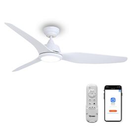 Стеляний вентилятор Ovlaim з підсвічуванням та пультом керування, Smart вентилятор, зимовий режим, DC мотор, сумісний з Alexa/Google Home, 142 см, білий