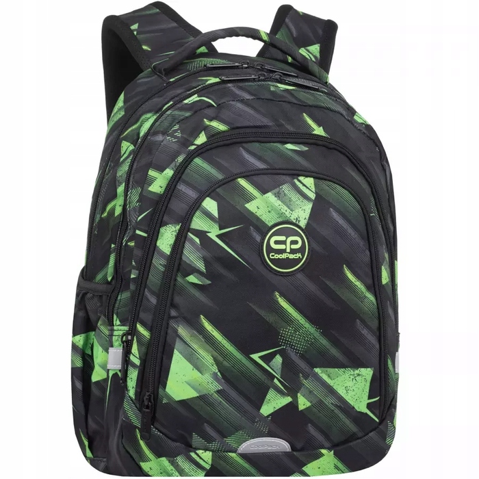 Багатовідсіковий шкільний рюкзак CoolPack, чорний з зеленим, 28 л
