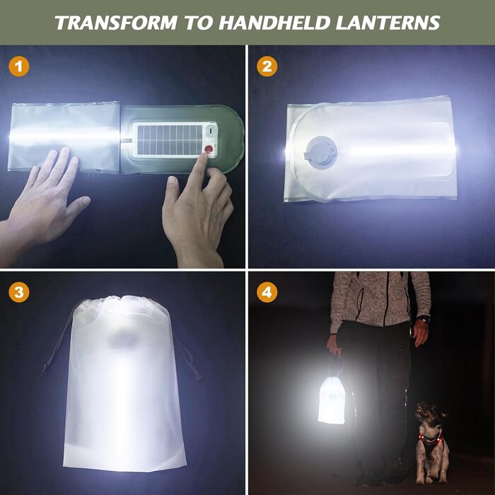 Qoolife LED Camping Lamp Rechargeable, Foldable Solar Camping Light Power Bank with 2 Charging Methods, Rechargeable Camping Lamp with Magnetic Attachment, Waterproof for Camping 85 cm