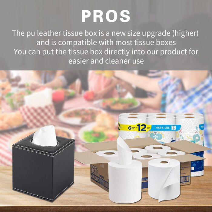 Скляна коробка для серветок прямокутної форми, тримач для косметичних серветок, органайзер для туалетного столика, ванної кімнати, авто, офісу, вінтажний стиль (чорний)