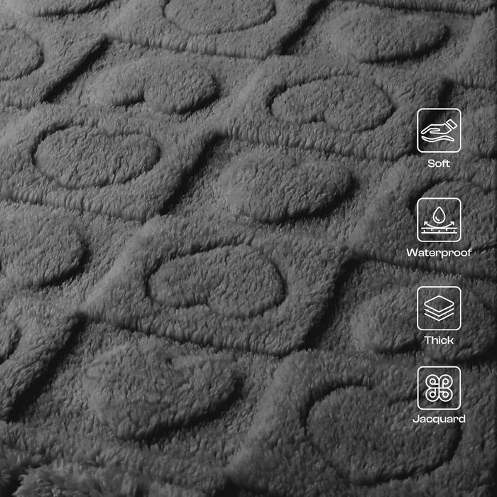 Водонепроникний коврик для собак Luciphia, великий (65x57 дюймів), м'який, пухнастий, з Sherpa-fleece, для захисту ліжка/дивану, з 3D-серцем, для собак середніх та великих порід