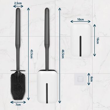 Силіконова щітка для унітазу з контейнером, чорна. Щітка для ванної кімнати та гостьового WC.