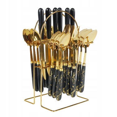 Набір столових приборів 24 предмети, нержавіюча сталь, ручки під мармур, подарунковий набір