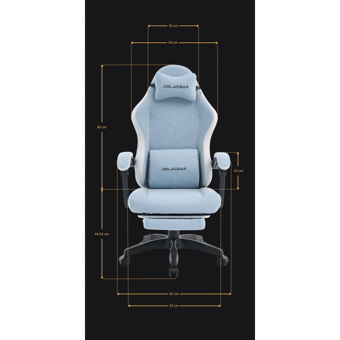 Ігрове крісло Delagear G 325, синій колір, тканинна оббивка
