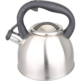 Чайник-заварник Kamberg 3 літри з нержавіючої сталі, сірий, для всіх плит (індукція), ергономічна ручка