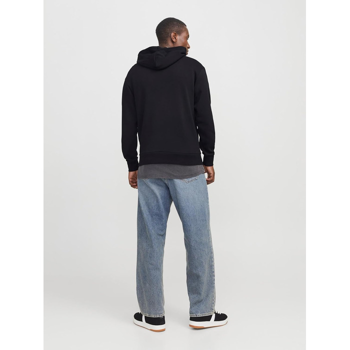 Чоловічий худі з капюшоном JACK & JONES з логотипом, чорний, розмір M