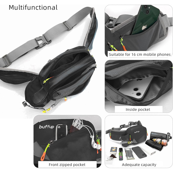 Спортивна поясна сумка на пояс для собак, для тренувань, велосипеду, бігу, піших прогулянок, чоловіча/жіноча (Чорний)