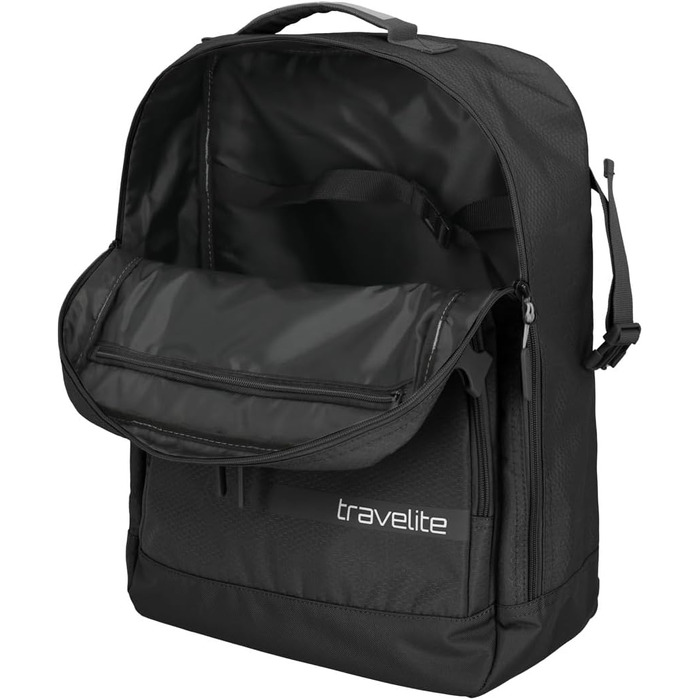 Travelite Carry-on Backpack/Bag with Flexible Carrying Options, KICK OFF, Daypack for Vacation and Sports, 50 cm, 35 Liters (Black)