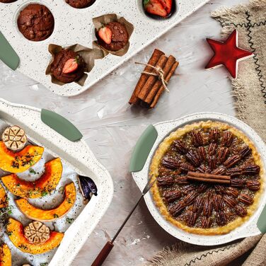 Набір для випічки 11 предметів: антипригарний посуд, форми для пирогів, кексів, піци, хліба (білий & зелений)