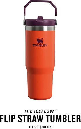 Stanley Flip Straw Tumbler 1.0 Drinking Bottle with Straw 0.89L - Thermos Bottle Keeps 12+ Hours Cold - Dishwasher Safe - Sports Bottle - Water Bottle BPA Free - (Tigerlily Plum)