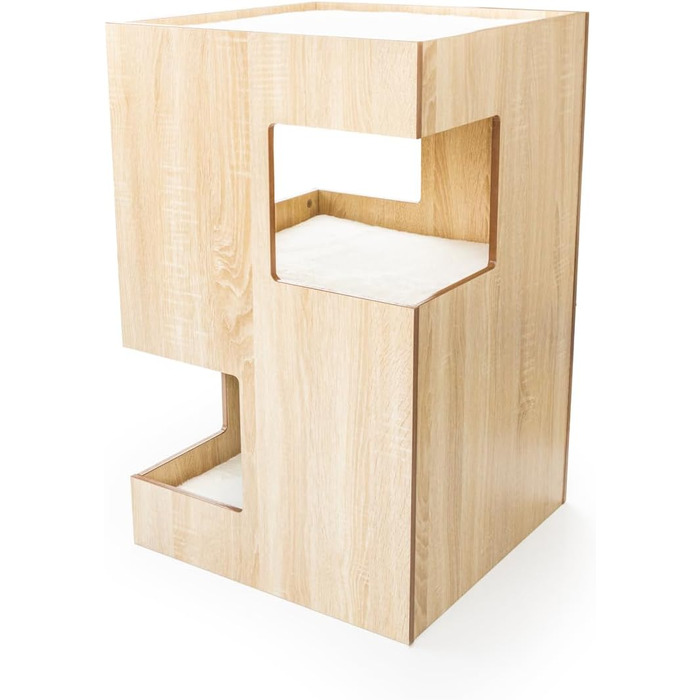 Преміум будиночок для кота з дерева, замок-вежа з ліжками, 50x50x80 см, темно-сірий (бежевий)