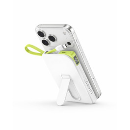 Power Bank MagSafe 10000mAh 3-в-1 для iPhone та Android (Перламутр) з USB-C кабелем та підставкою