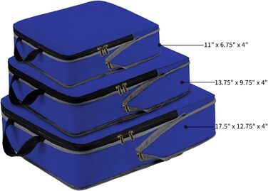 Органайзери для подорожей Eono by Amazon: набір з 4 компресійних кубів для валіз та рюкзаків (Navy)