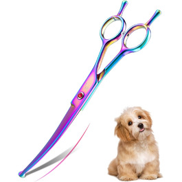 Професійна шерстьрізка Chunker для собак середніх та великих порід, японська сталь 440C, кольорова (Rainbow-curved)