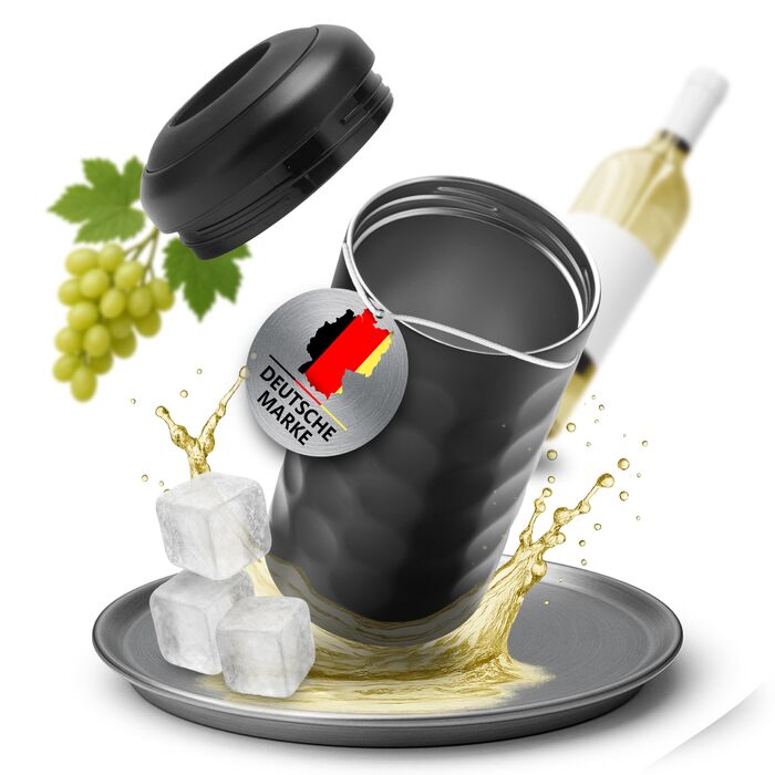 Охолоджувач вина Arktis – стильне наливання безпосередньо з охолоджувача | Вакуумний ізольований охолоджувач напоїв та охолоджувач пляшок для вина, шампанського, ігристого вина | Охолоджувач шампанського з подвійними стінками (Чорний)