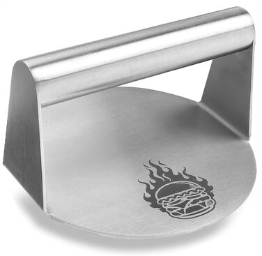 Пресс для бургерів COM-FOUR® Ø 14 см з нержавіючої сталі 430, Burger Smasher - прес для рівних котлет, придатний для миття в посудомийній машині, Fleischbeschwerer ідеально підходить для гриля та сковороди