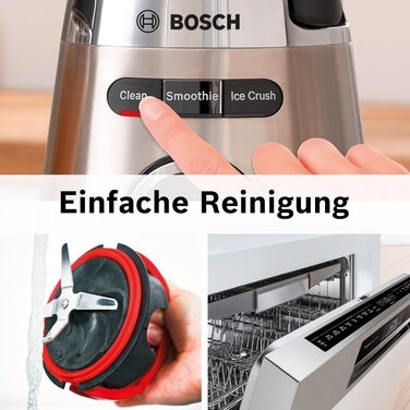 Bosch VitaPower Series 4 Stand Mixer MMB6382MN, improved version, high-quality stainless steel blades, 1.5L Thermo-Safe glass jar, tamper, dishwasher-safe parts, 30,000 RPM, 1200W, stainless steel stand mixer with improved mixing jug