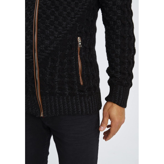 Чоловічий кардиган Eif Neson з в'язаного полотна на блискавці, Regular Fit, антрацитовий колір, для повсякденного та ділового стилю (3XL)