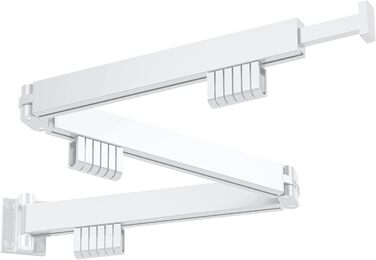 Висувна сушарка для білизни на стіну з гачками. Компактна сушарка для балкона, білизни, ванної кімнати, спальні (Біла, 3 складаних секції)