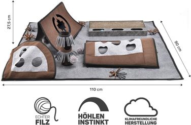 CanadianCat Company | Coleen Cat Activity Mat, Intelligence Toy for Cats, Interactive Play for Cats Activity Mat, Play Mat, gray/brown, 110 x 90 cm