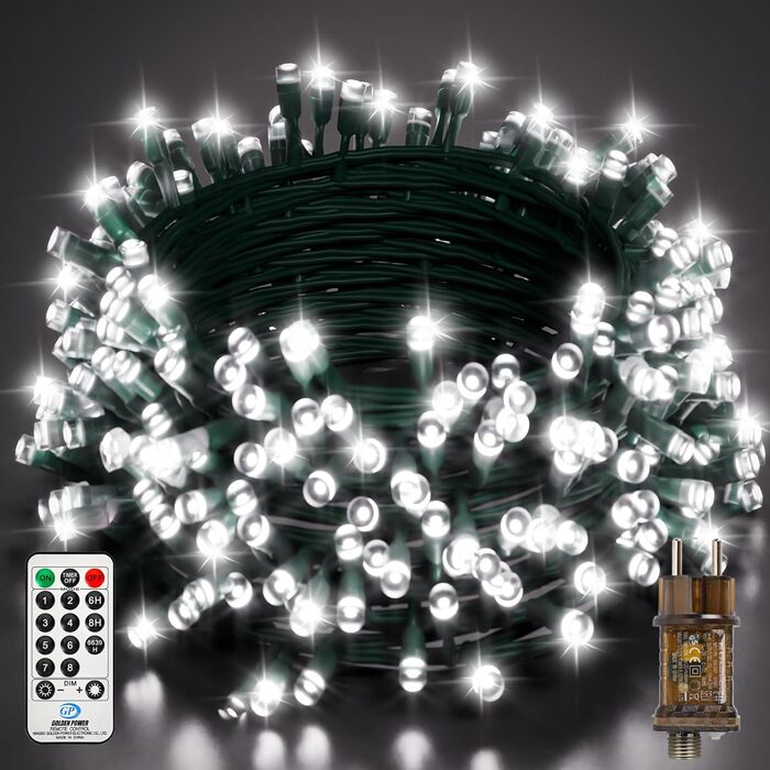 Гірлянда світлодіодна для прикраси саду, дому, на Різдво, 30м, 230 LED, тепле біле світло, 8 режимів, з пультом, вологостійка