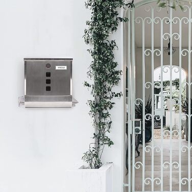 Поштовий ящик ARREGUI Chance E7005 сталевий антрацит з газетницею, розмір M (DIN A4), настінний, з вікном та табличкою для імені