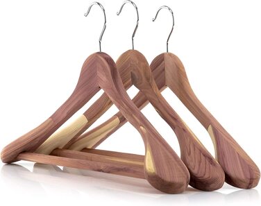 Вішалки для одягу Hangerworld з натурального кедра (3 шт), 45 см, з широкими плечиками для захисту від молі