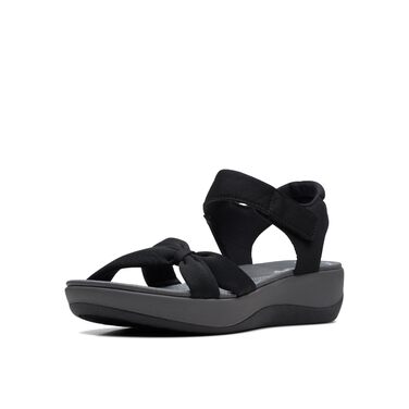 Сандалі Clarks Arla Shore жіночі чорні текстильні на широку стопу 38.5 EU, легкі та зручні для ходьби
