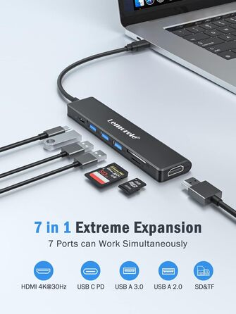 Lemorele Док-станція USB C хаб 11 в 1: 2*HDMI 4K, 3 USB 3.0/2.0, VGA, PD 100W, Audio, SD/TF, для Windows, MacBook, Dell, HP, Lenovo, Surface