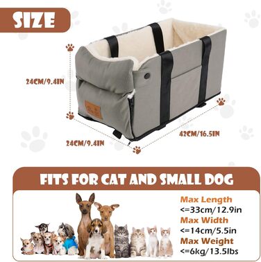 Автокрісло для собак та котів з консоллю: знімне, миється, підходить для подорожей (до 6.1 кг)