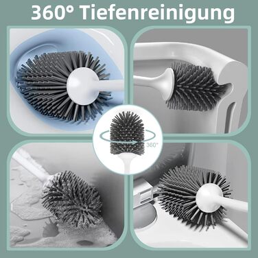 Набір для туалету з щіткою та тримачем: довга ручка, швидке висихання, настінний/підлоговий монтаж (білий та чорний)