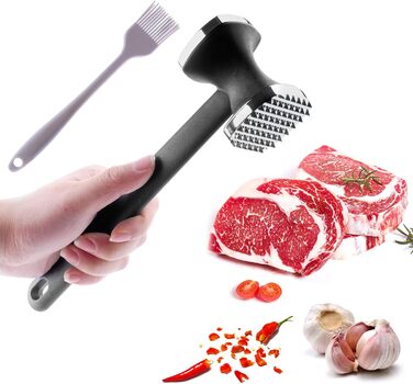 Подвійний м'ясорубка-молоток PUWOWYE для шніцелів та стейків, 22 см, чорний