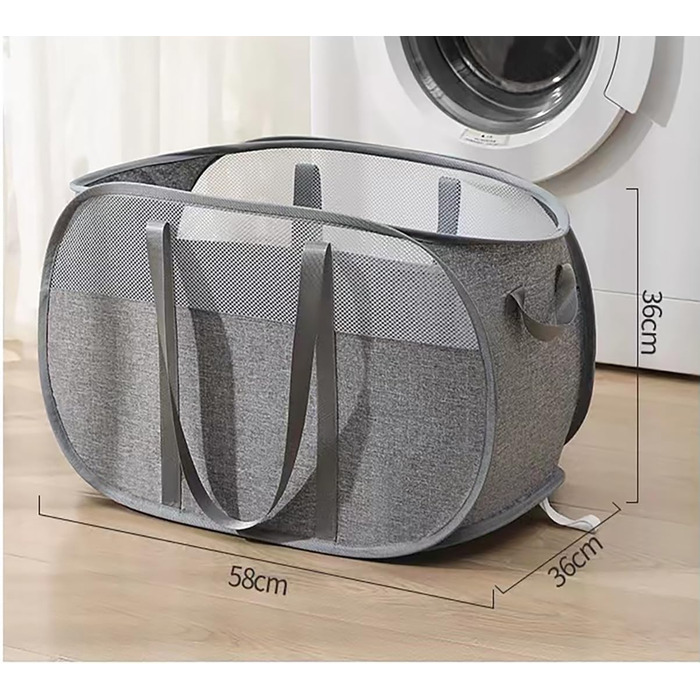 Pop-up Laundry Basket - Foldable Laundry Basket, Breathable Honeycomb Mesh Laundry Basket, Space-Saving, Suitable for Laundry Room Storage, and Travel (gray)