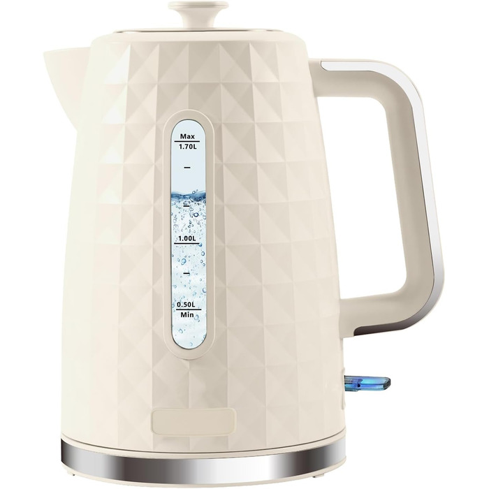Електричний чайник 1.7л, 1850W, з автовимкненням та захистом від перегріву, для кави та чаю, Бежевий