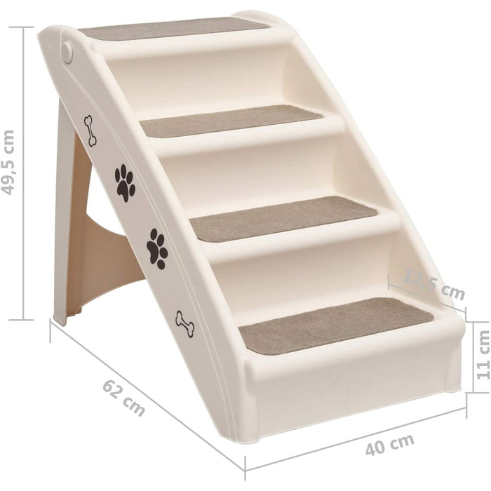 Східці для собак Tidyard: для ліжка, дивану та авто, кремовий, 62 x 40 x 49,5 см