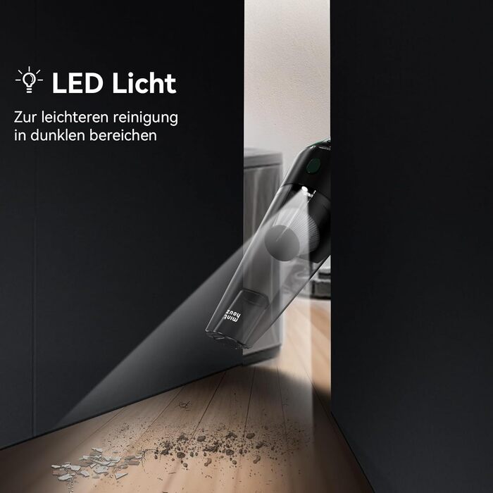 Акумуляторний автомобільний пилосос Minthouz 9000PA, 120W з LED-підсвічуванням, 30 хв роботи, HEPA-фільтр, портативний для авто, дому, офісу