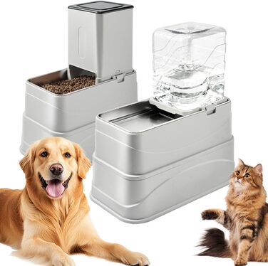 Автоматичний дозатор корму для собак 7L (2 шт.) з нержавіючою мискою, регульована висота, XXL, для великих собак та котів Maine Coon