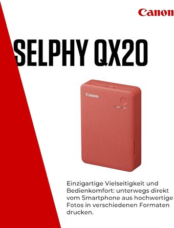 Canon SELPHY QX20: Портативний принтер для фото з Wi-Fi, термосублімація, USB-C, білий (без чорнил/паперу)