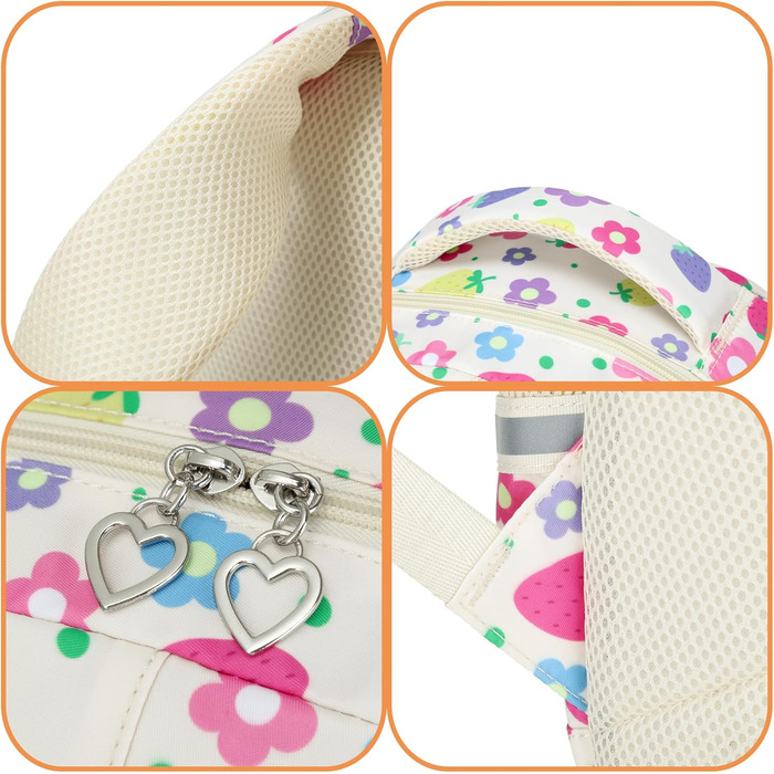 Шкільний рюкзак для дівчаток-підлітків у вінтажному стилі. Набір: рюкзак, ланч-бокс, пенал. Квітковий дизайн, відділення для ноутбука. Ідеально для школи, подорожей. Колір: Полуниця, Слонкост.