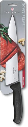 Кухонний ніж Victorinox Swiss Classic 20 см, професійний, пряме лезо, надгострий, нержавіюча сталь, чорна пластикова ручка