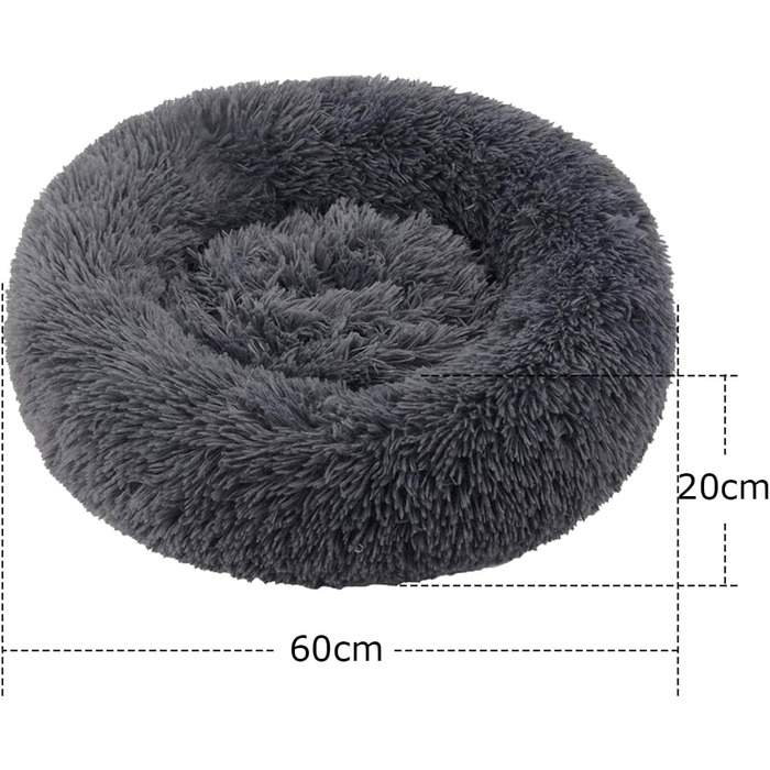М'яке кругле ліжко для котів та собак. Ліжко-подушка для домашніх тварин, 70см/60см, білий/сірий колір