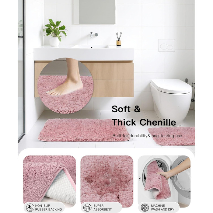 Набір для ванної кімнати IMAVO Pinkes, 26 предметів: аксесуари, душова завіса, килимки, відро, піднос, дозатор мила, мильниця, тримач для зубних щіток, стаканчик для щіток, рожевий