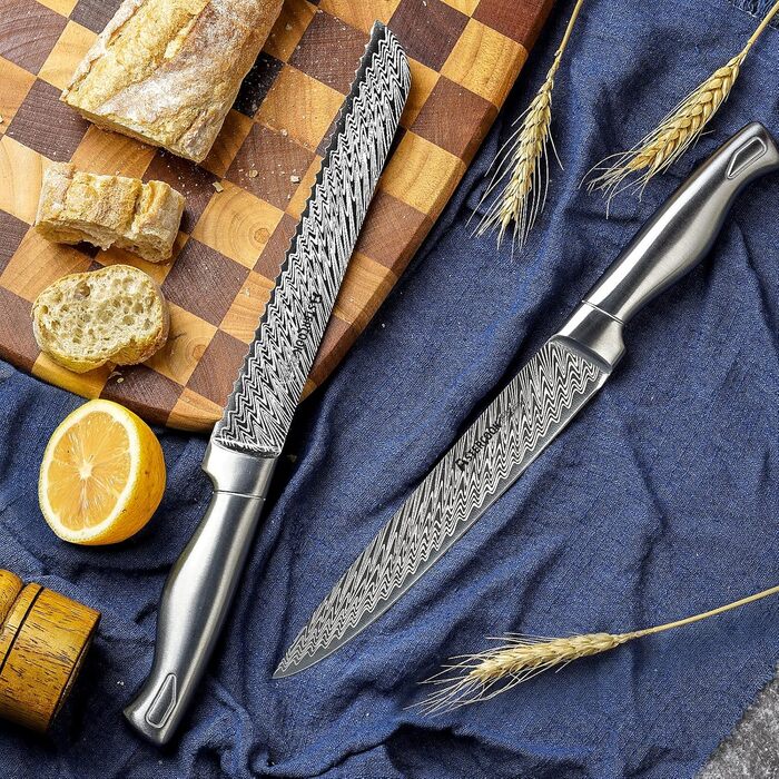 Astercook 15-Piece Kitchen Knife Set with Block - Stainless Steel, Sharpening Built-in, Dishwasher Safe