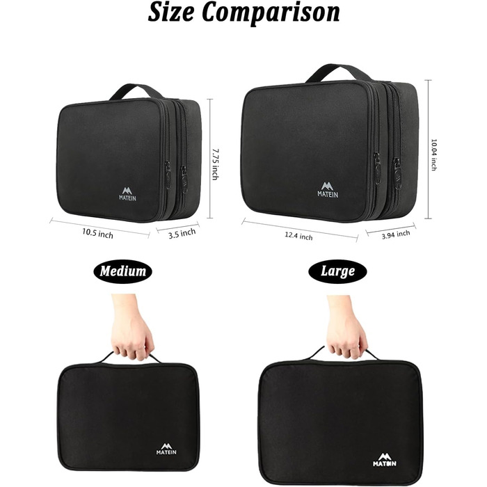 MATEIN Cable Organizer Bag, Large Cable Bag Organizer Tech Pouch, Water-Resistant Electronics Bag Cable Organizer Travel Bag for IPAD, Charger, Power Bank, Black