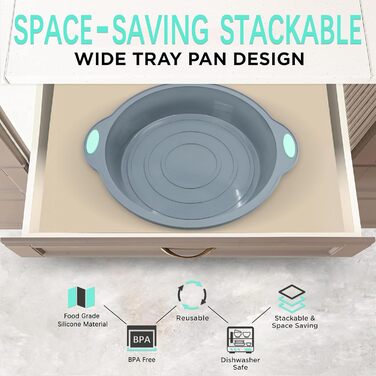 To encounter Round Silicone Cake Molds, 22.5 cm, Non-Stick Silicone Baking Molds, Food Grade, with Metal-Reinforced Frame, Increased Strength