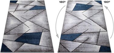 Теппих oKu-Tex для вітальні [80x150 см] з м'яким коротким ворсом - кольоровий килим для вітальні - сучасний геометричний дизайн хвилястим малюнком - німецька якість (Блакитний, 200 x 290 см (Прямокутний))