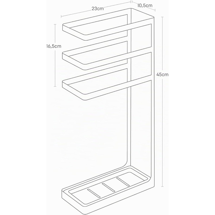 Підставка для парасольок YAMAZAKI на 3 рівня, сталева, біла, 23 x 10.5 x 45 см