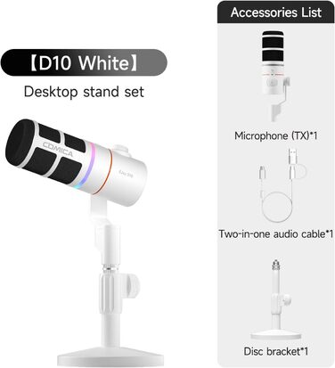 COMICA EJoy D10 Pro: Динамічний мікрофон USB/XLR з RGB-підсвічуванням та регулюванням гучності, 48kHz/24bit